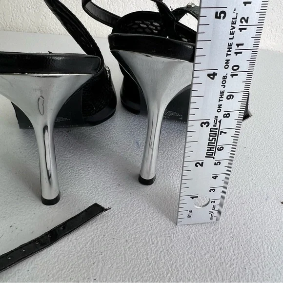 Nine West black silver high heels with ankle strap size 11 - Picture 6 of 6